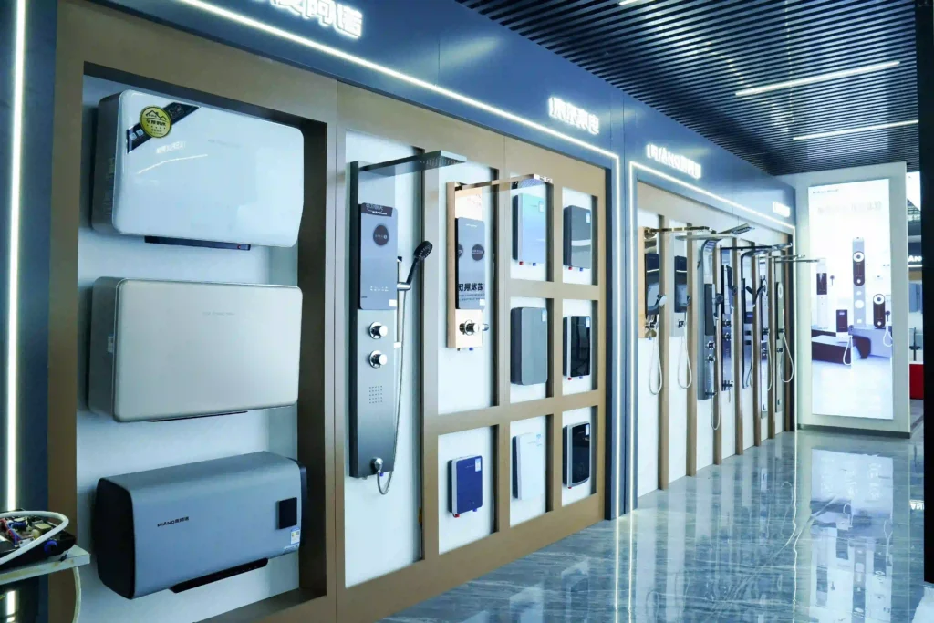 piano-central-heating-system-display-in-factory-showroom